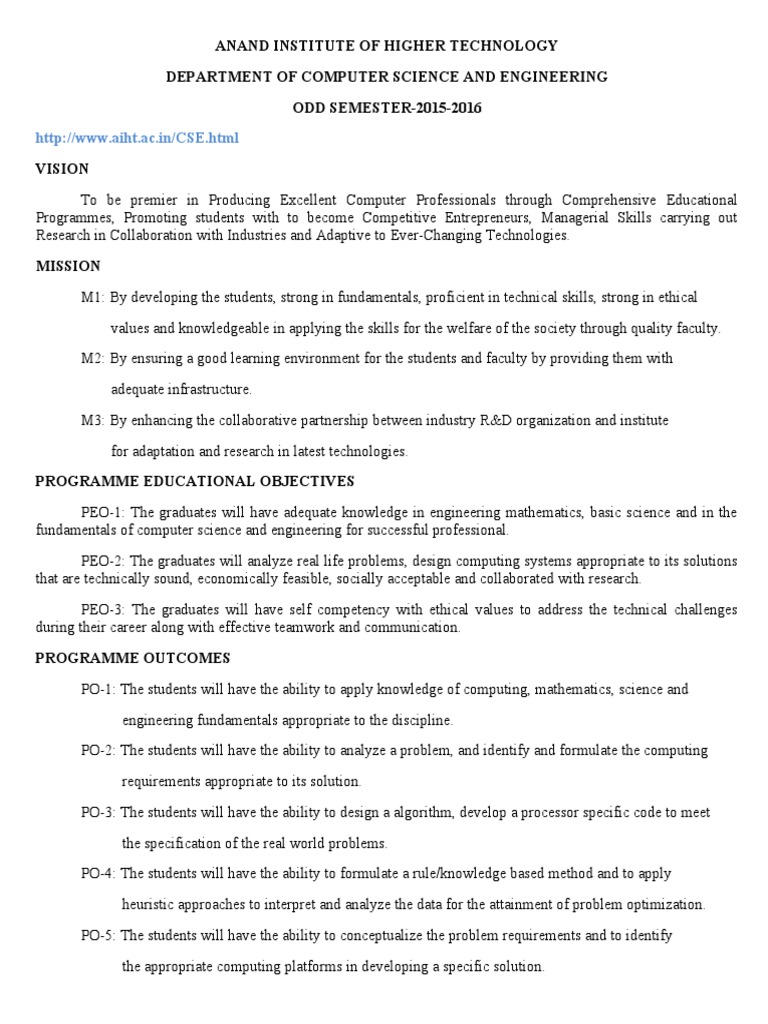 Computer Science & Engineering Overview | PDF | Operating System ...