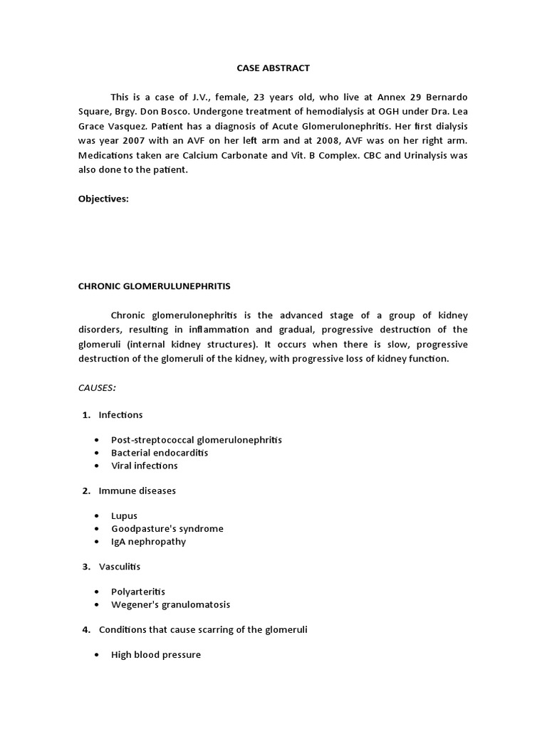 Chronic Glomerulonephritis Overview | PDF | Kidney | Medical Specialties