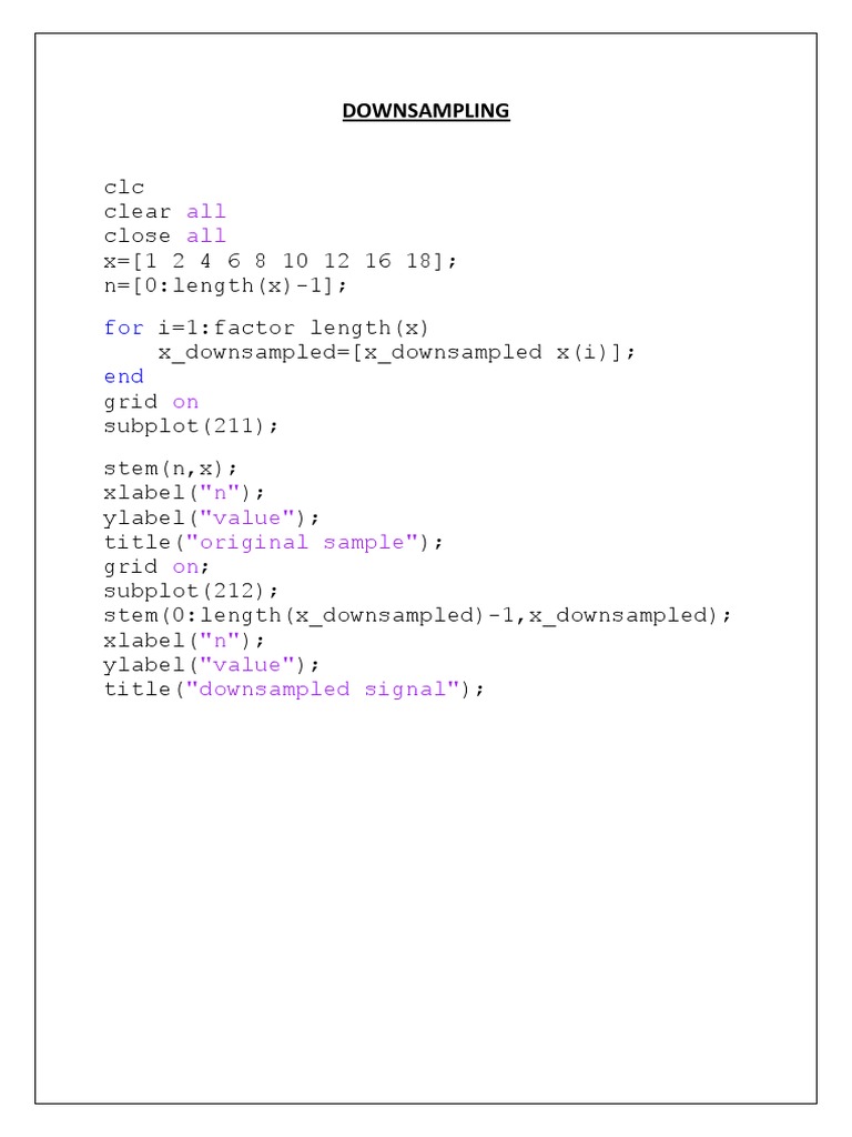 Downsampling Signal Processing Example | PDF | Teaching Methods & Materials