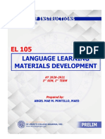 Language Learning Materials Development: AY 2020-2021 1 SEM, 1 Term