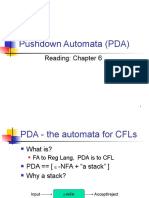 Pushdown Automata (PDA) : Reading: Chapter 6