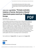 Vaccino_ Speranza, “Firmato contratto insieme a Francia, Germania e Olanda_ Importante passo avanti per Italia ed Europa