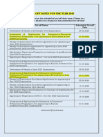 Cut-Off Dates For The Year 2020