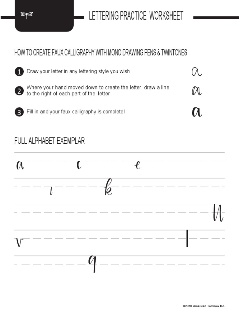 Tombow - Faux Calligraphy Worksheet | PDF