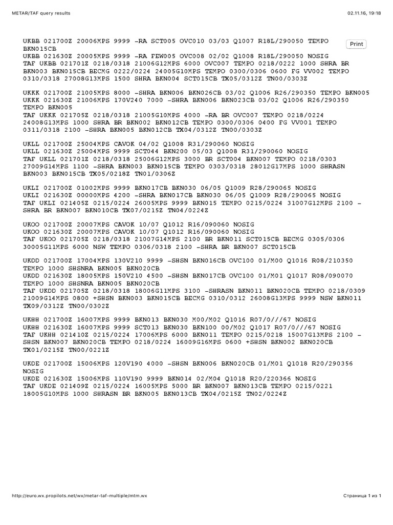 METAR/TAF Weather Report Summary | PDF | Statistical Data Sets | Aviation