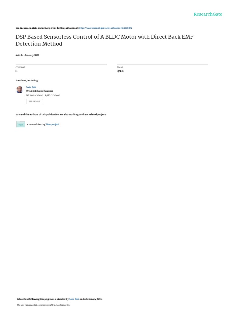 Sensorless BLDC Motor Control Method | PDF | Electric Motor | Power ...