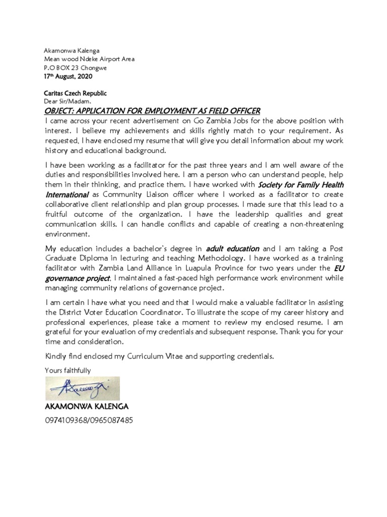 Application for Field Officer Position | PDF | Governance | Capacity ...