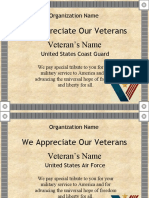 We Appreciate Our Veterans Veteran's Name