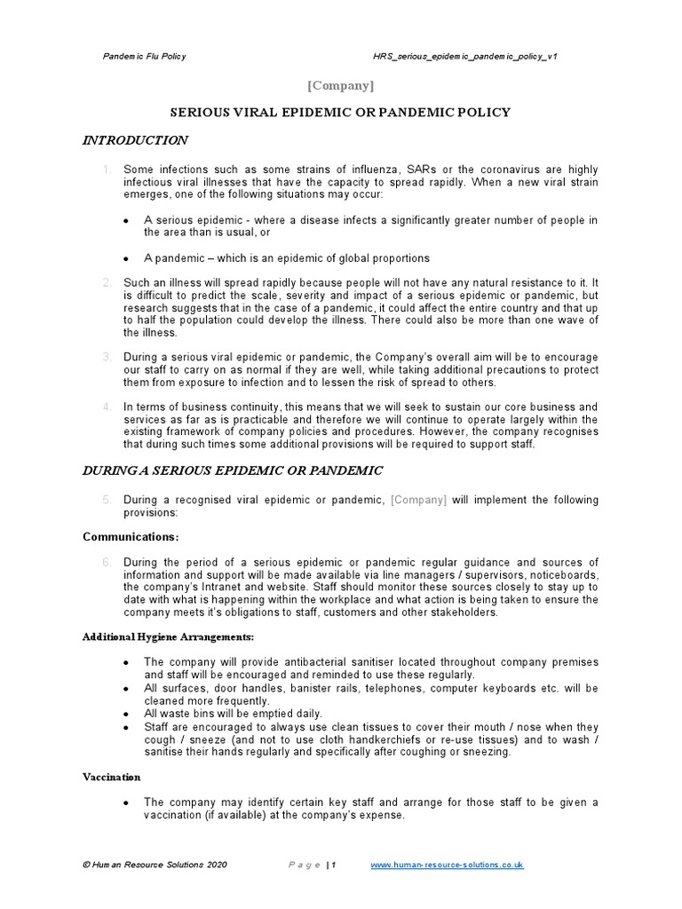 Serious Epidemic Response Policy | PDF | Pandemic | Influenza