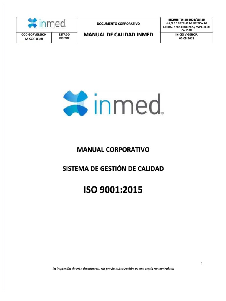 PDF Manual Corporativo Sistema de Gestion de Calidad DL - PDF | PDF ...