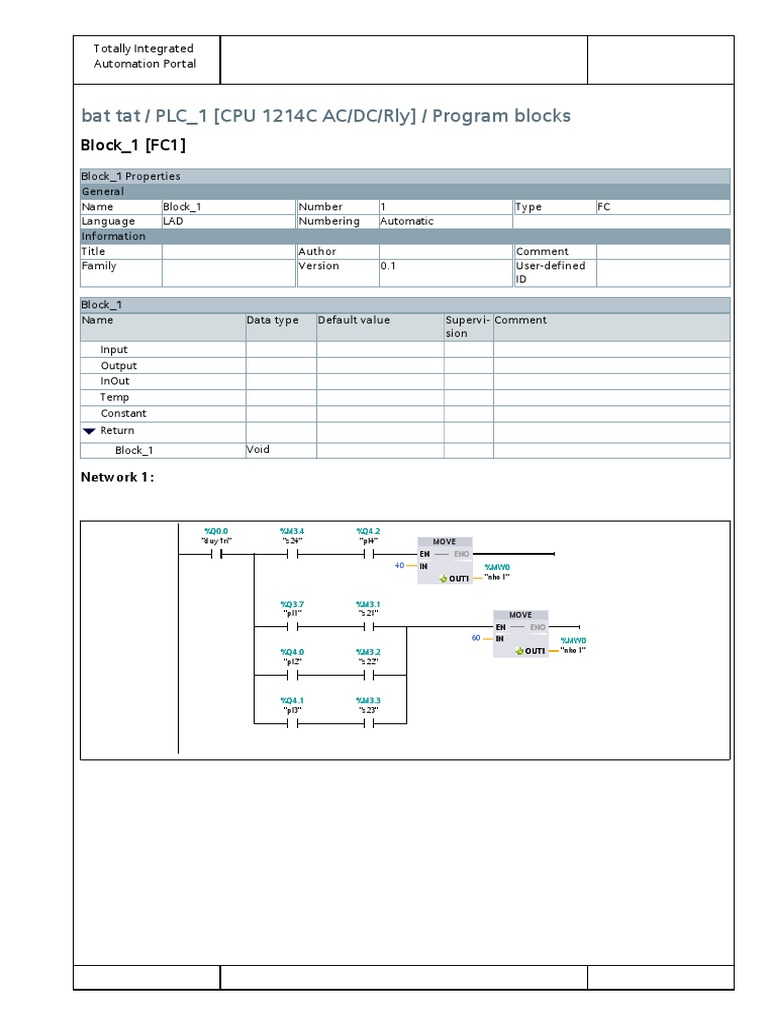 PLC Program Block Configuration Guide | PDF