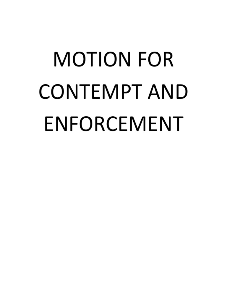 Motion For Contempt and Enforcement PDF Pro Se Legal Representation