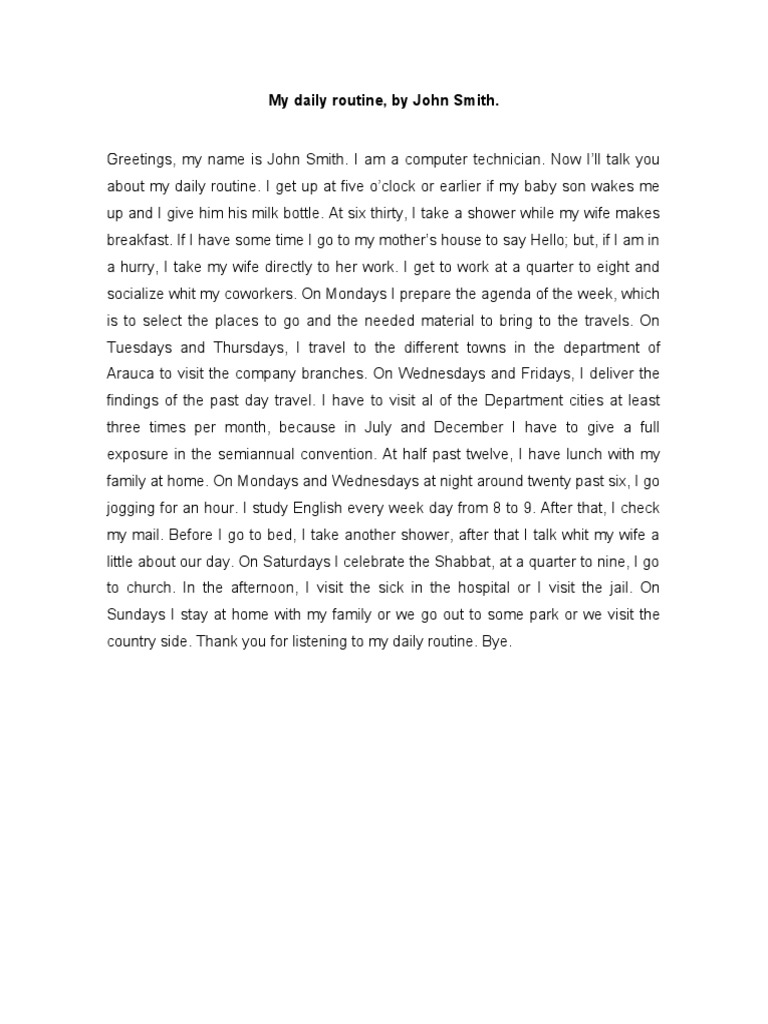 John Smith's Daily Routine Overview | PDF | Religion & Spirituality ...