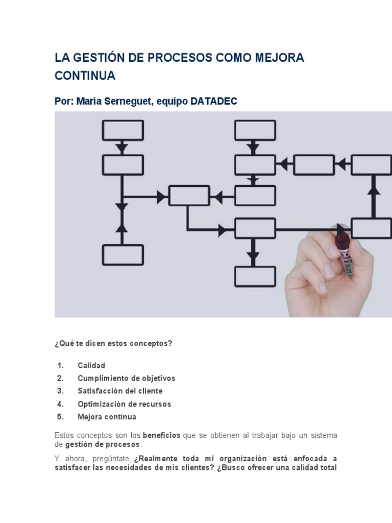 La Gestión de Procesos Como Mejora Continua | PDF | Calidad (comercial ...
