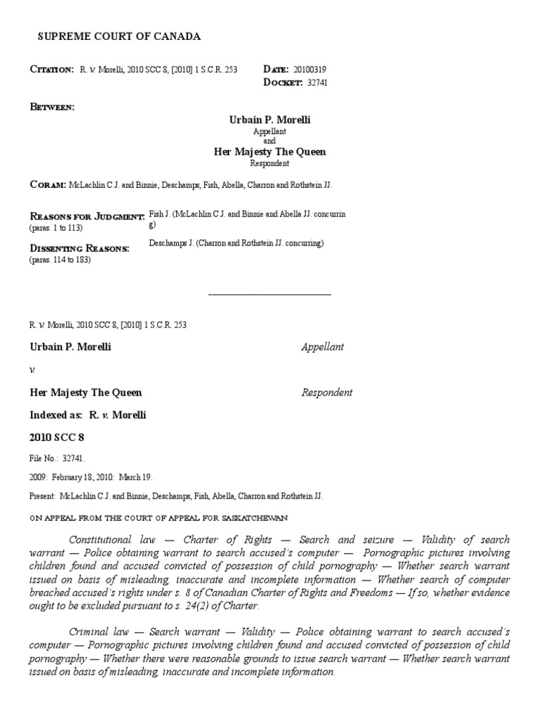 Morelli Vs Queen PDF Cache Child Pornography