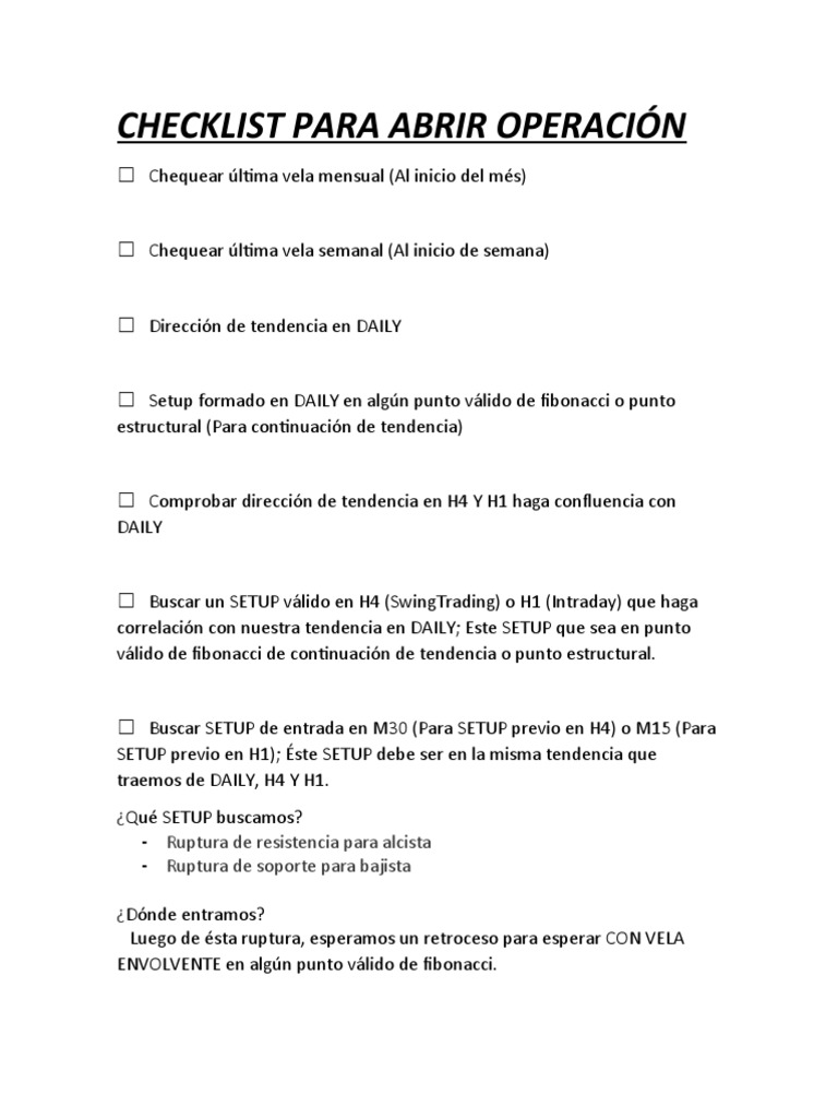 Checklist Operaciones | PDF