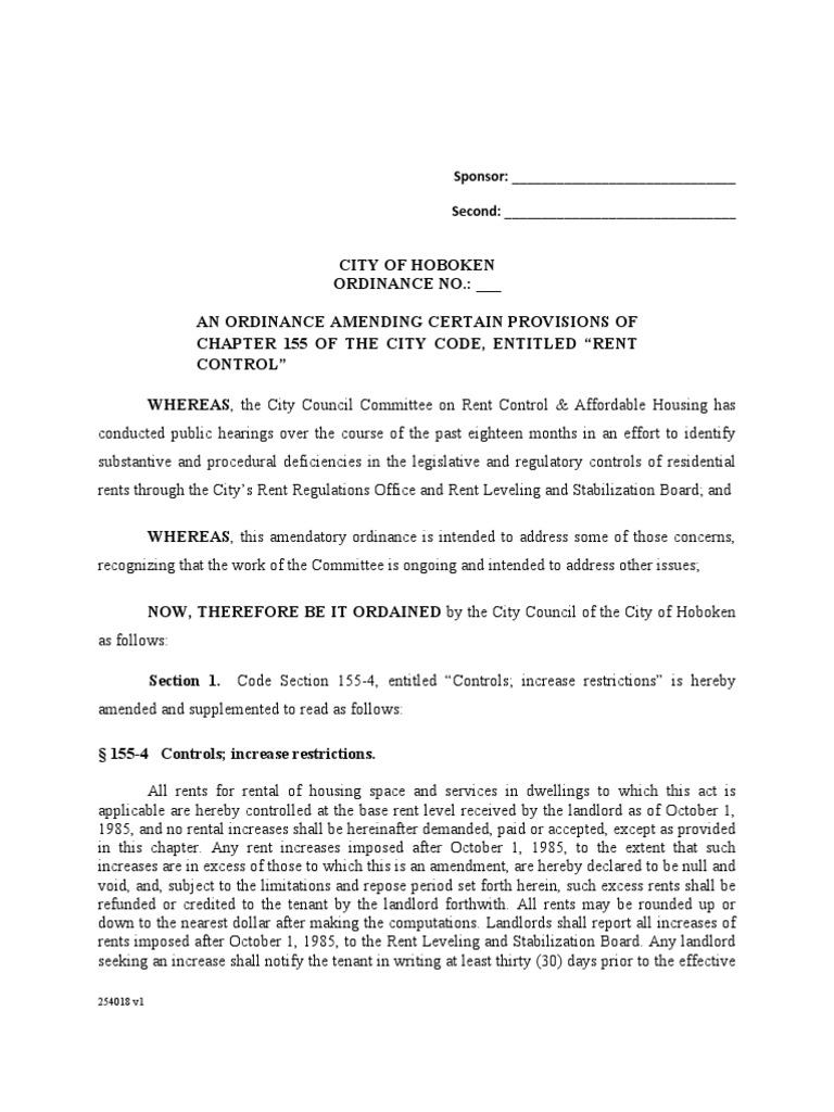 Proposed Rent Leveling Ordianance Draft 1 Leasehold Estate Rent