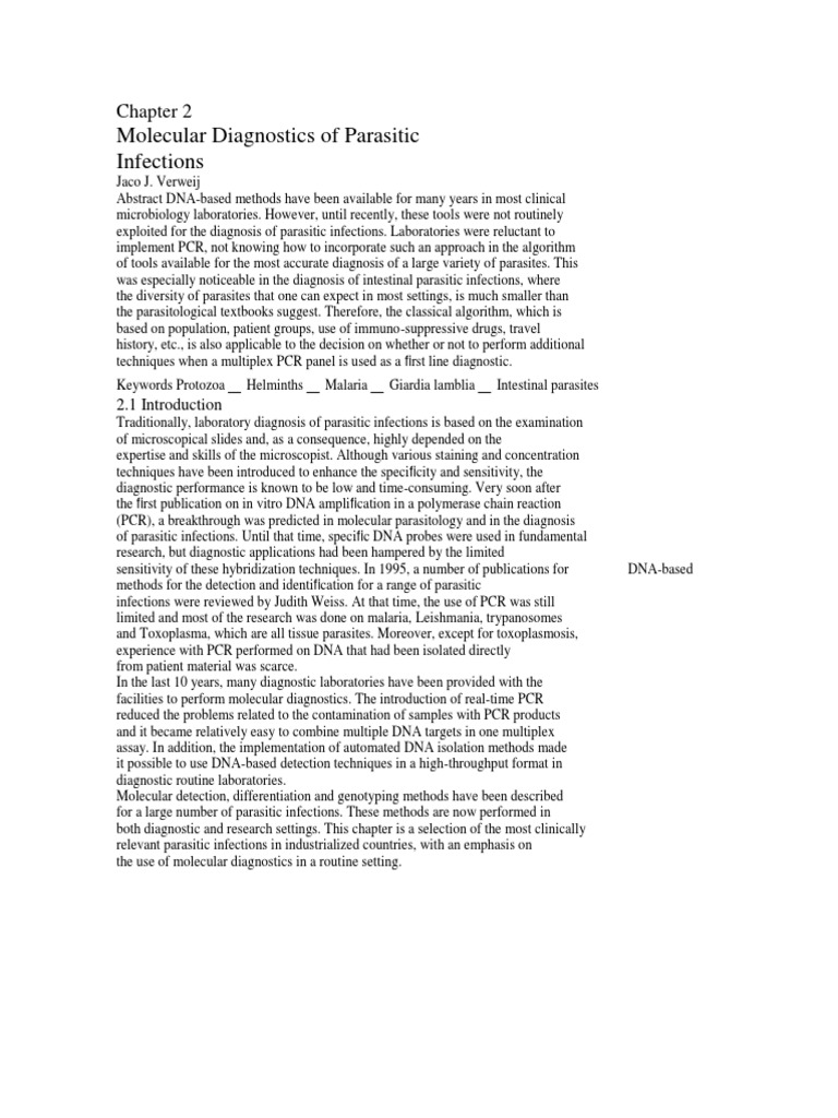 Molecular Diagnostics of Parasitic | PDF | Polymerase Chain Reaction ...