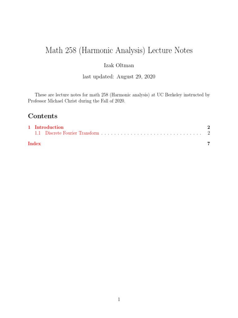 Math 258 Lecture Notes | PDF | Theoretical Physics | Mathematical ...