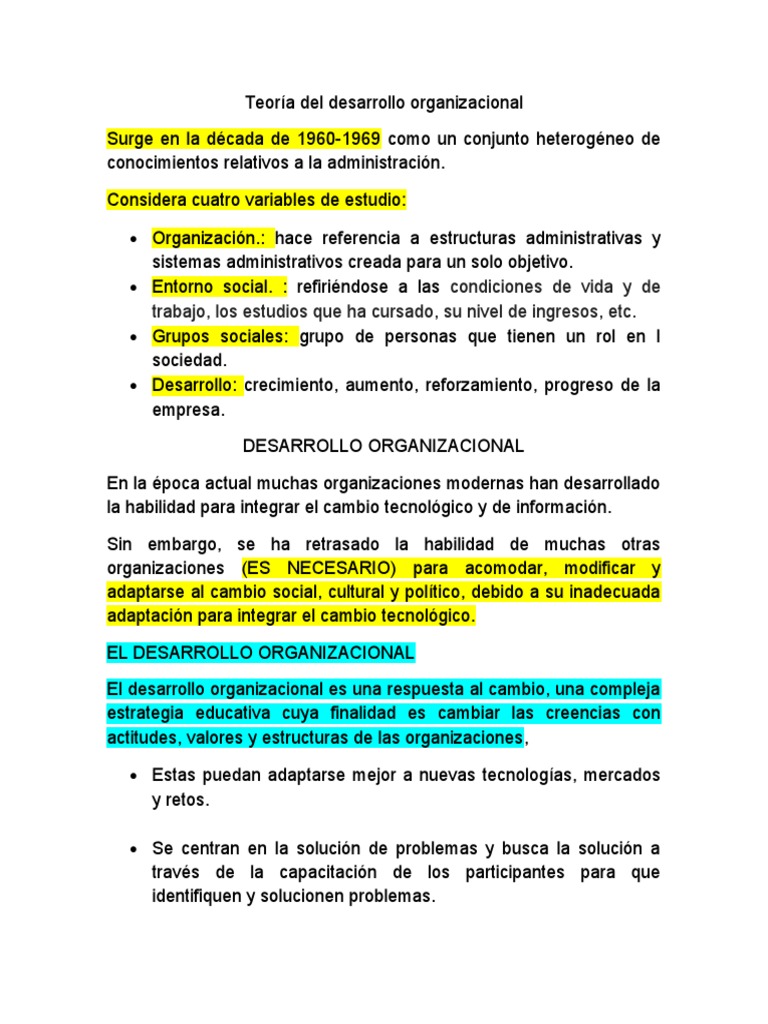 Teoría Del Desarrollo Organizacional 2.0 | PDF | Desarrollo ...