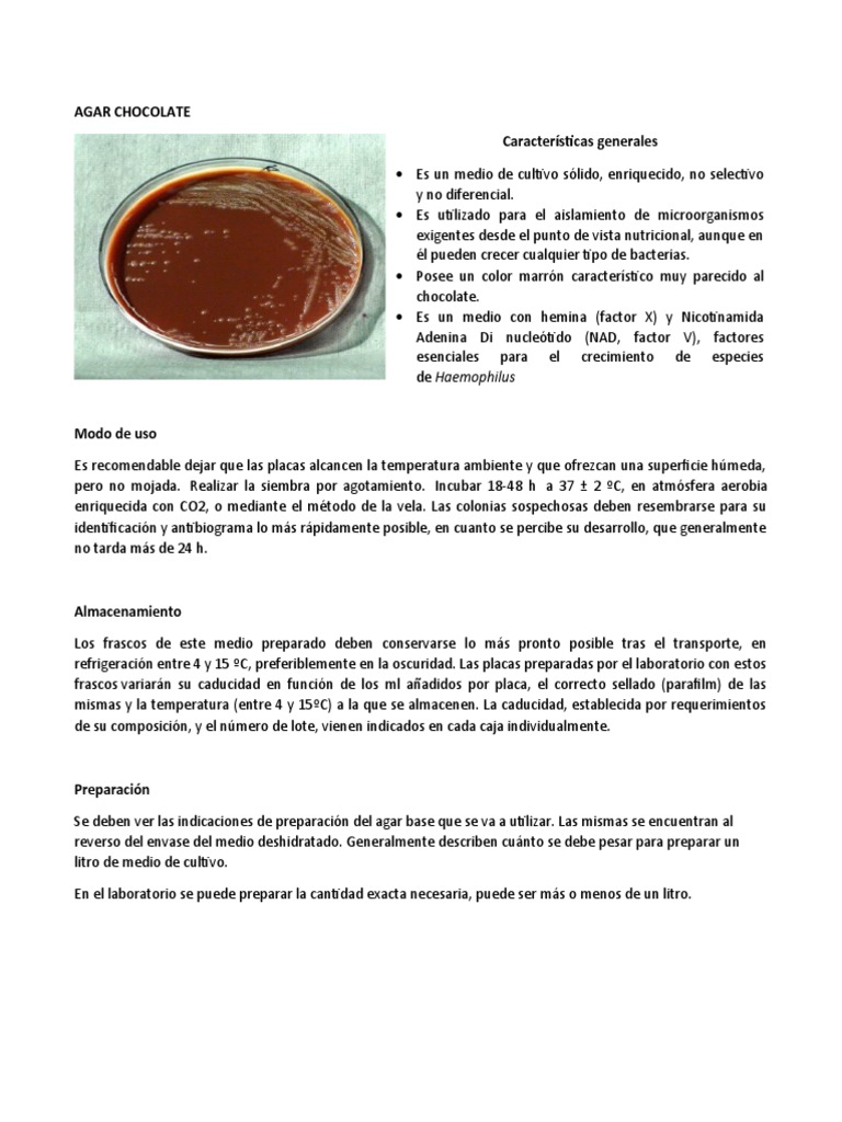 Agar Chocolate PDF Organismos Microbiología