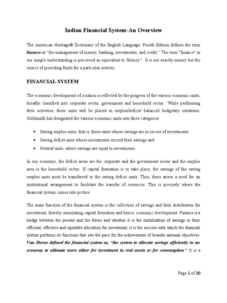Indian Financial System- An Overview | Securities (Finance) | Financial