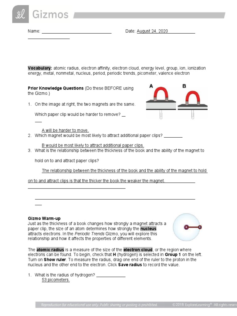 Periodic Trends Gizmo | PDF | Periodic Table | Ion