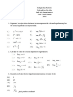 Guía de logaritmos para 4to año de Matemática