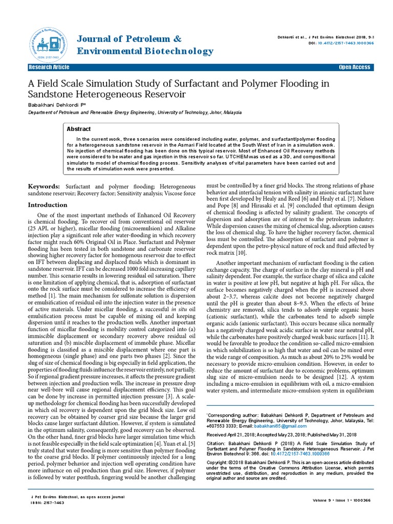 A Fieldscale Simulation Study of Surfactant and Polymer Flooding ...