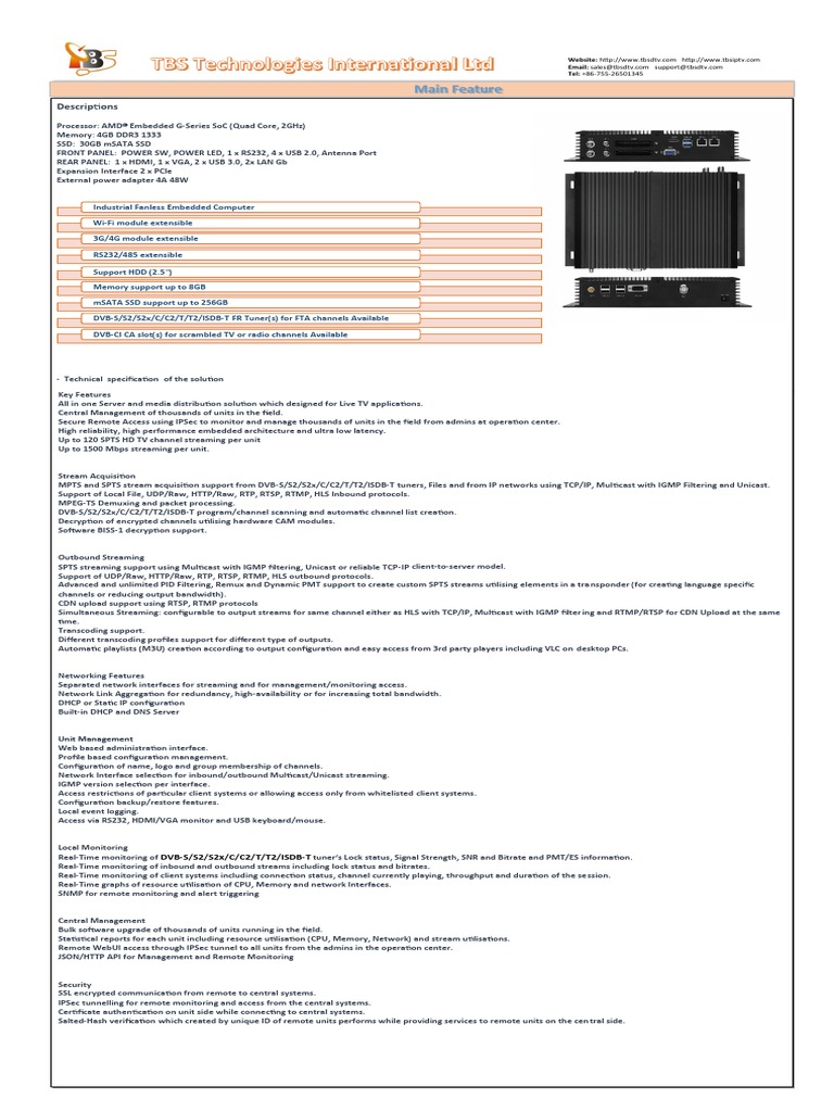 TBS 2956 All in One DVB IPTV Gateway | PDF | Streaming Media | Internet ...