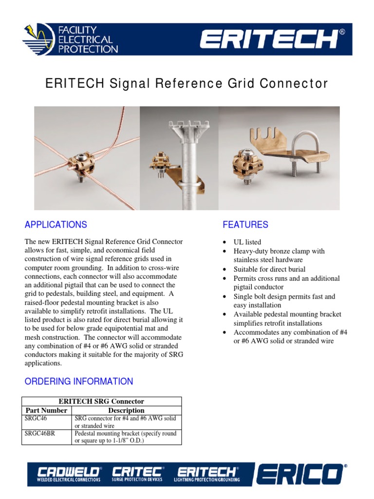 ERITECH Signal Reference Grid Connector Applications Features PDF