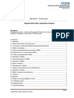 Vaginal Birth After Caesarean Section: Aternity Uidelines