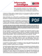 Governo de MG Concede Incentivo Fiscal para Proprietários e Posseiros Rurais Que Recuperam Preservam e Conservam Áreas de Interesse Ambiental