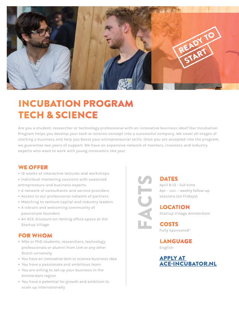 Incubation Program Tech Science We Offer Dates Pdf Startup