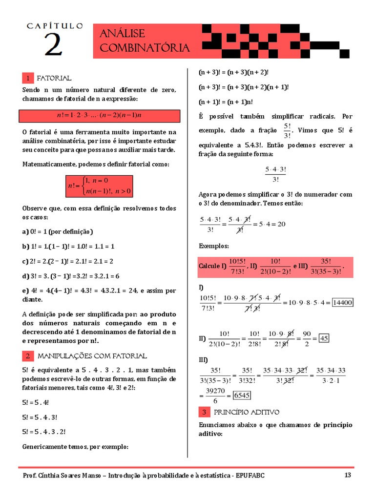 Fatorial e Princípios da Combinatória | PDF | Permutação | Combinatória