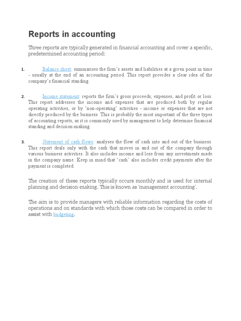 Reports in Accounting: Balance Sheet | PDF