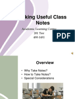Taking Useful Class Notes: Academic Learning Centre 201 Tier 480-1481