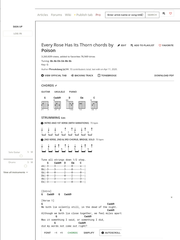 EVERY ROSE HAS ITS THORN CHORDS by Poison PDF Song Structure