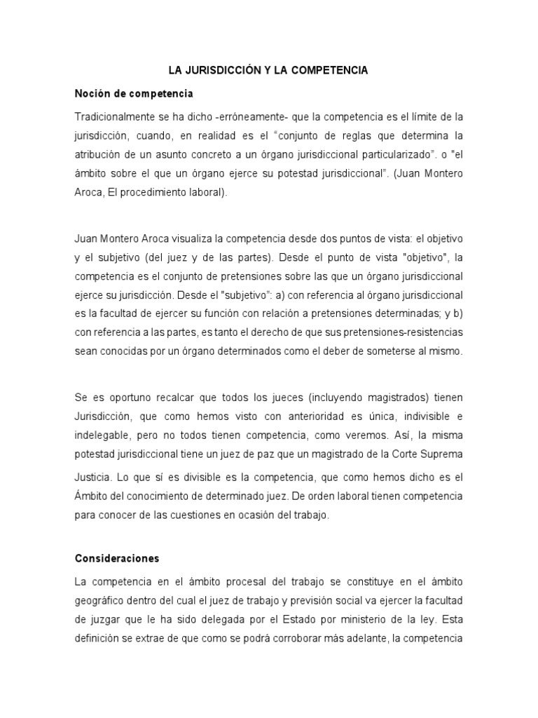 Competencia y Jurisdicción Laboral | PDF | Jurisdicción | Ley procesal