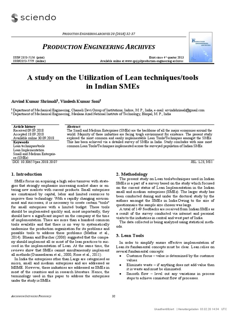 Lean Tools in Indian SMEs | PDF | Small And Medium Sized Enterprises ...