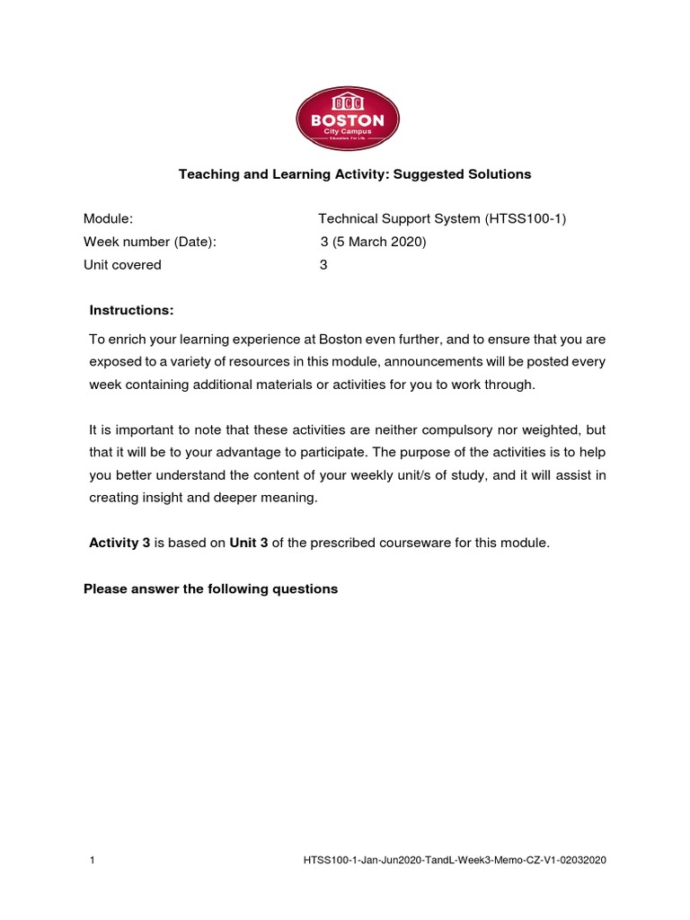 Technical Support System 100-2019-Week3 Memo | PDF | File System ...