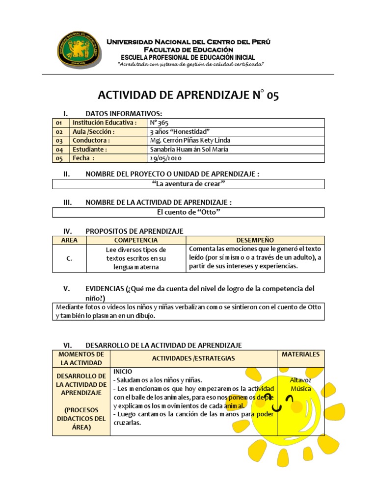Actividad N°5 | PDF | Educación de la primera infancia | Aprendizaje