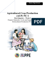 Agricultural Crop Production (Acp) NC I: Prepare Materials, Tools and Equipment For Horticultural Production Work