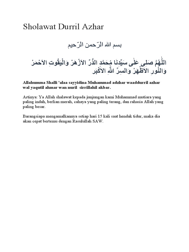 Sholawat Durril Azhar