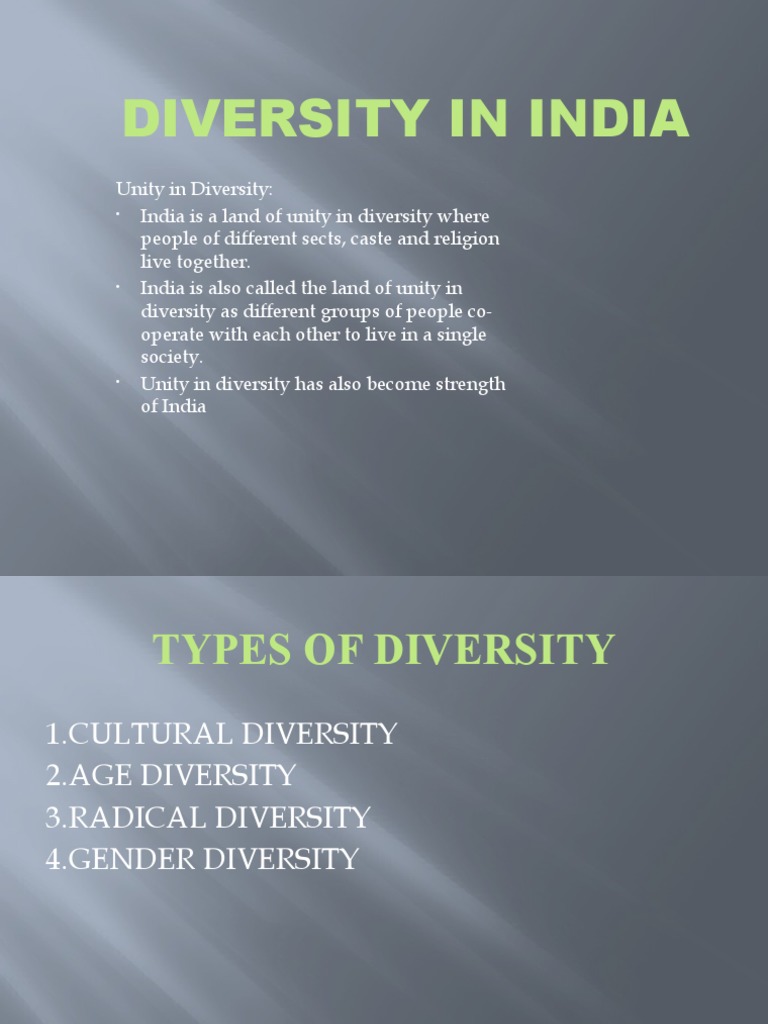 Diversity in India: Types and Unity | PDF