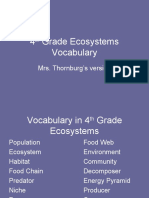 4 Grade Ecosystems Vocabulary: Mrs. Thornburg's Version