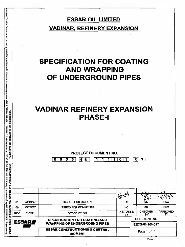 Wrapping Coating Procedure-Essar Oil Limited | PDF