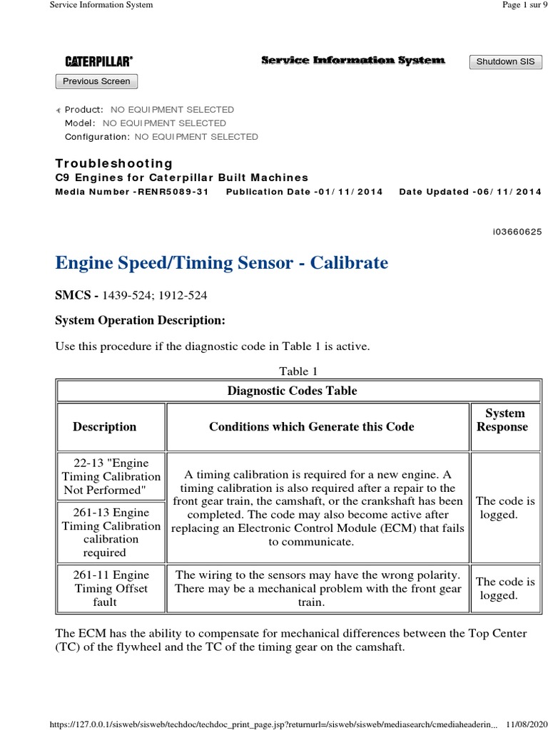 Engine Speed/Timing Sensor - Calibrate: Troubleshooting | PDF ...