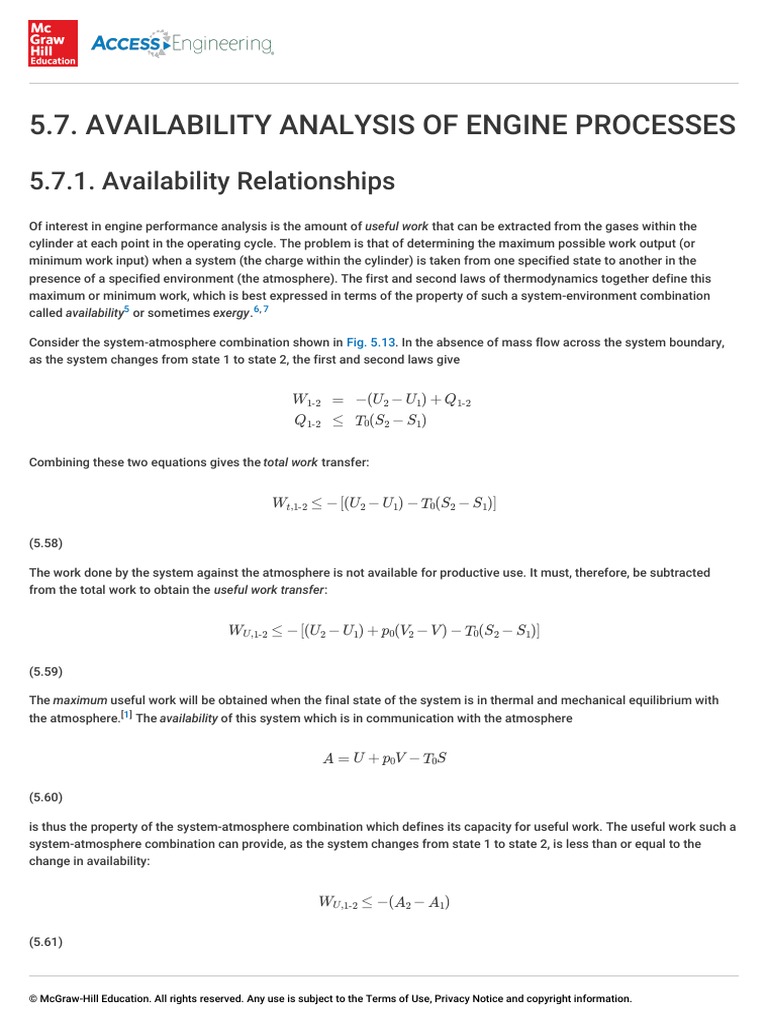 Availability Analysis of Engine Processes PDF | PDF | Combustion | Entropy