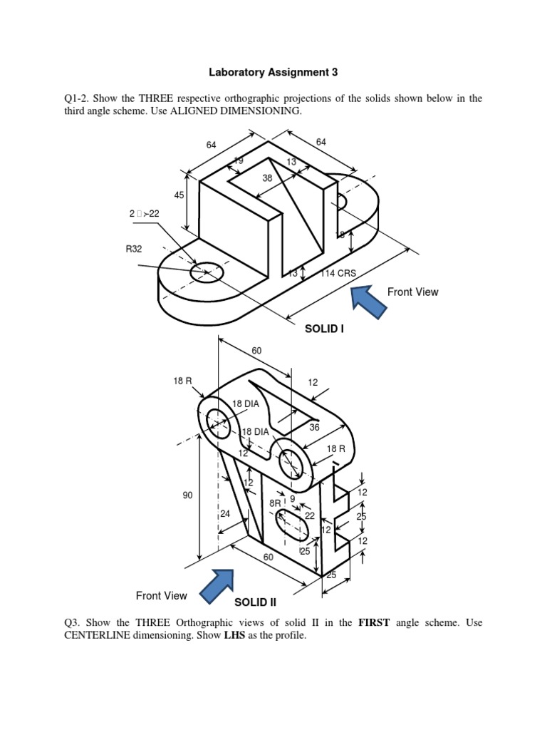 Orthographic Projections Assignment | PDF
